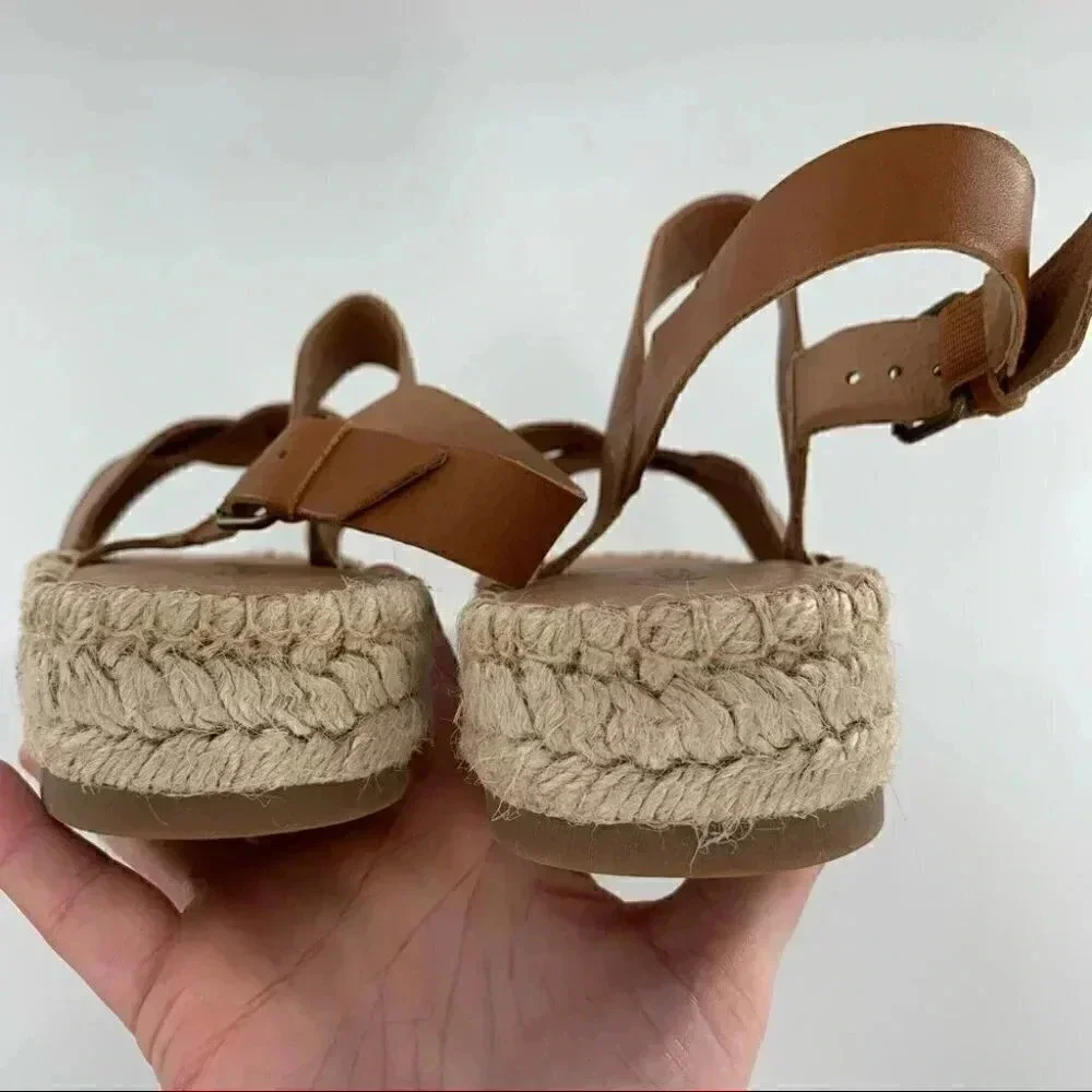Madewell sandals style md776 size 9 cognac brown strappy Espadrilles platforms